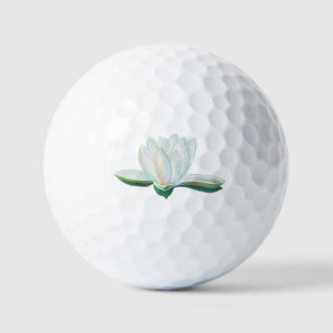 White Lotus Flower Illustration Golf Balls