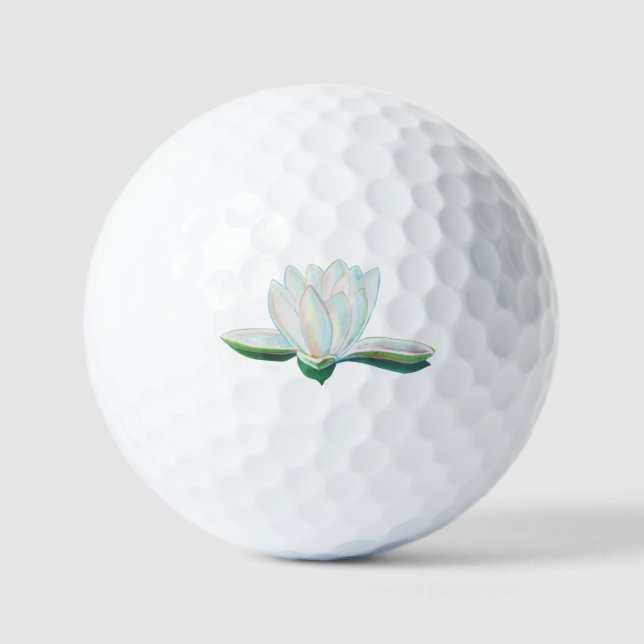 White Lotus Flower Illustration   Golf Balls (Front)