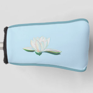 White Lotus Flower Illustration   Golf Head Cover