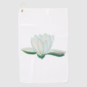 White Lotus Flower Illustration   Golf Towel