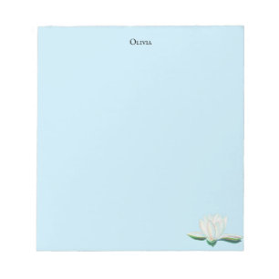 White Lotus Flower Illustration Notepad