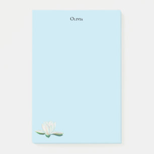 White Lotus Flower Illustration Personalized Post-it Notes