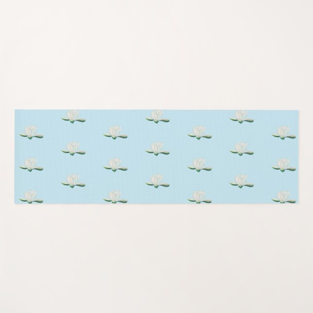 White Lotus  Flower Illustration  Yoga Mat (Front (Horizontal))