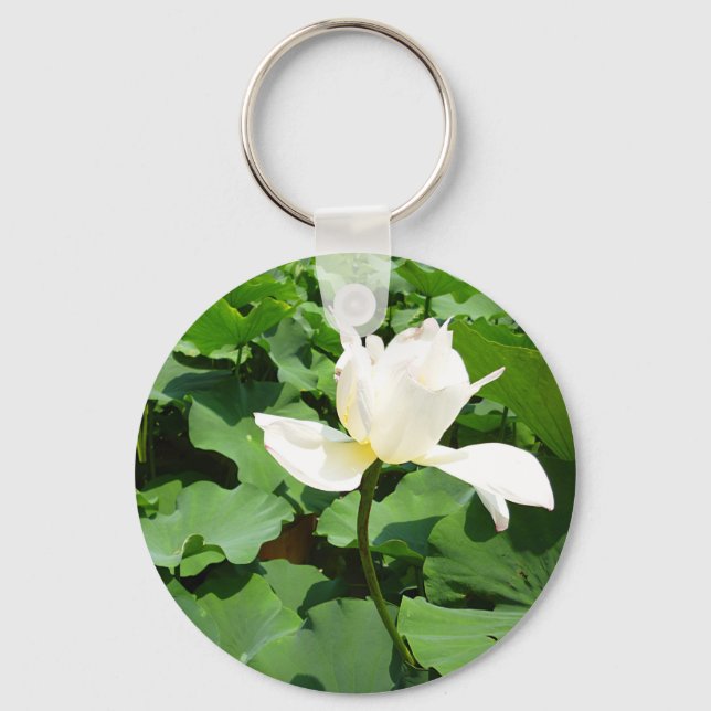 White Lotus Flower Keychain (Front)