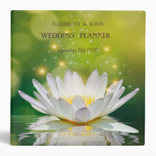 White Lotus Flower Landscape Wedding Binder