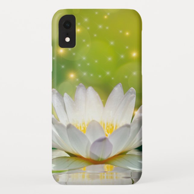 White Lotus Flower Landscape, Zen Case-Mate iPhone Case (Back)