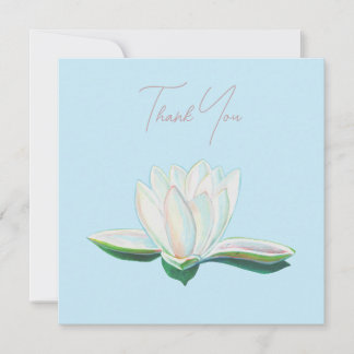 White Lotus Flower Luminous Thank You Card