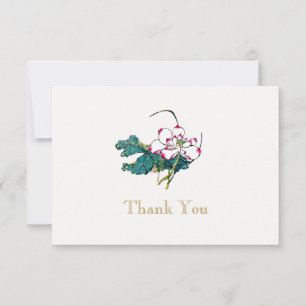 White  Lotus Flower Thank You Invitation