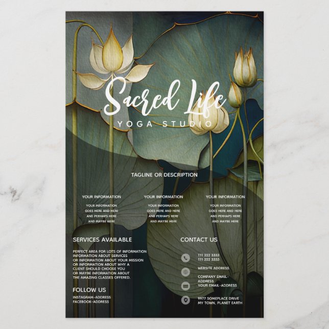 White Lotus Flowers, Beautiful Healing Nature Flyer (Front)
