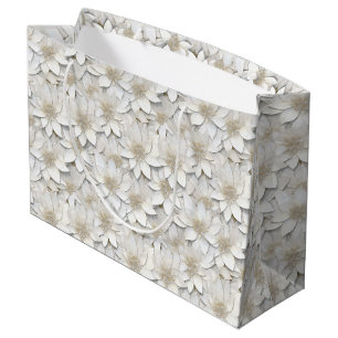 White Lotus Flowers Large Gift Bag