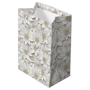 White Lotus Flowers Medium Gift Bag