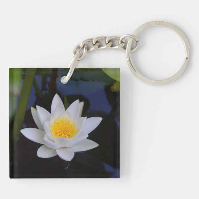 White Lotus Keychain (Back)