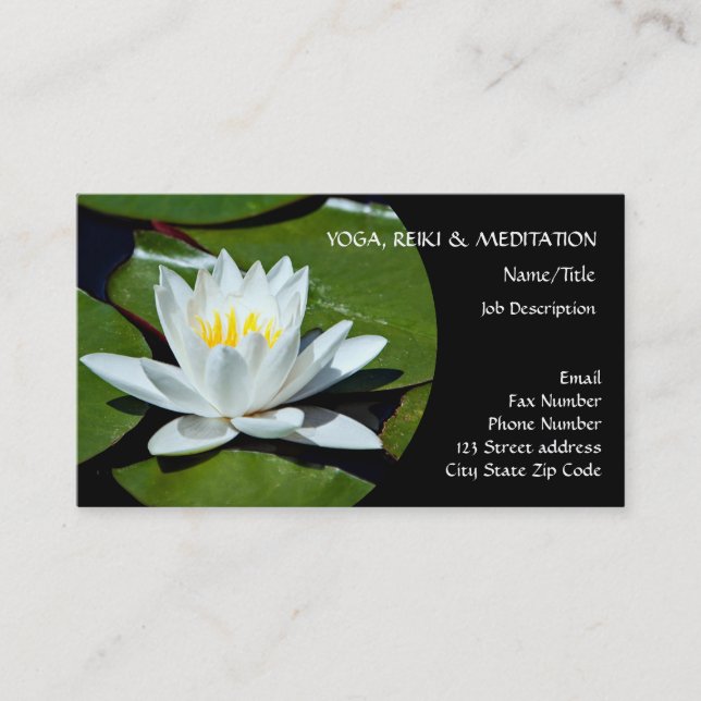 White Lotus l Water Lily l Breathe Business Card (Front)