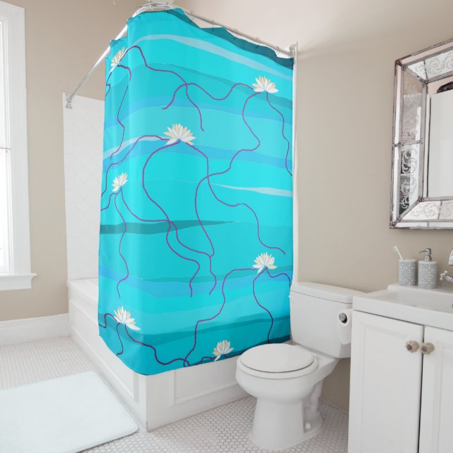 White Lotus Shower Curtain (In Situ)