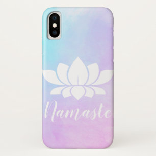 White Lotus Silhouette Namaste Pink & Blue Pastel Case-Mate iPhone Case