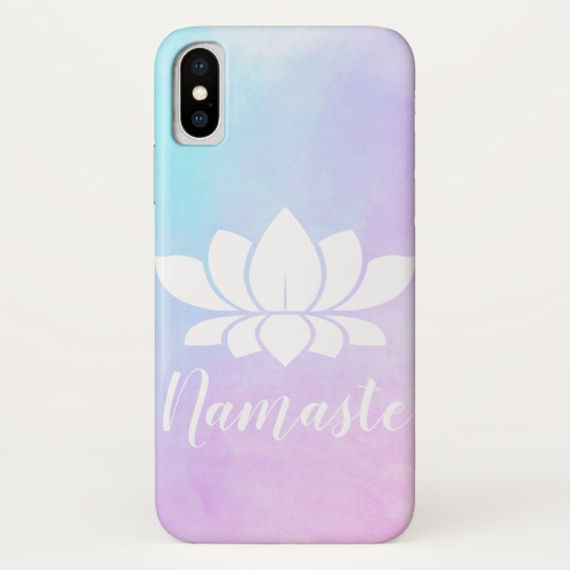 White Lotus Silhouette Namaste Pink & Blue Pastel Case-Mate iPhone Case (Back)