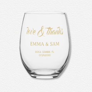 White Lotus Wedding  Stemless Wine Glass