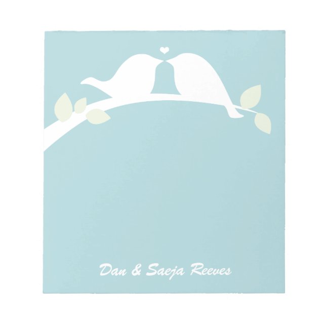 White Love Birds Notepad (Front)
