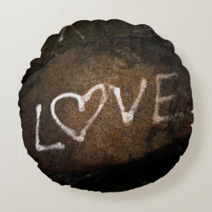 White Love Graffiti  Round Pillow