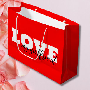 White LOVE Neon Red Valentine Large Gift Bag