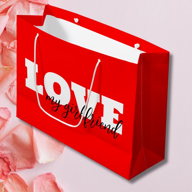 White LOVE Neon Red Valentine Large Gift Bag (Creator Uploaded)