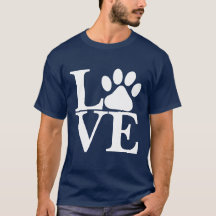 White LOVE Word Dog Paws Motif