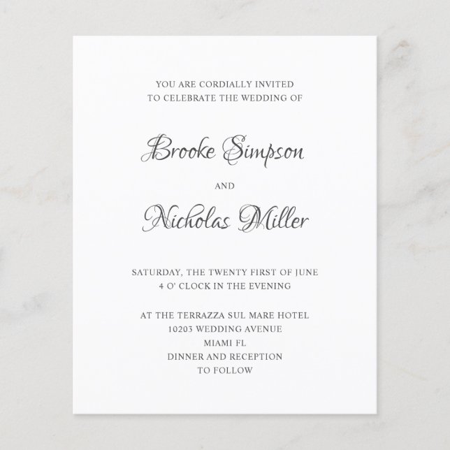 White | LOW COST Simple Elegant Minimal Wedding (Front)