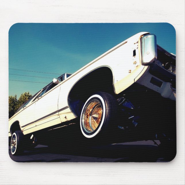 White Lowrider Chevy Impala Mousepad (Front)
