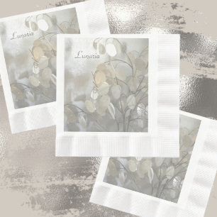 White Lunaria Silver Dollar Elegant Napkin