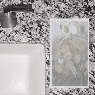 White Lunaria Silver Dollar Elegant Napkins