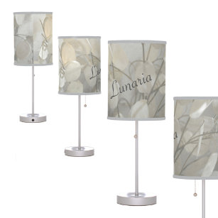 White Lunaria Silver Dollar Elegant Table Lamp