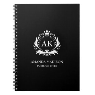 White Luxury Crown Monogram   Notebook