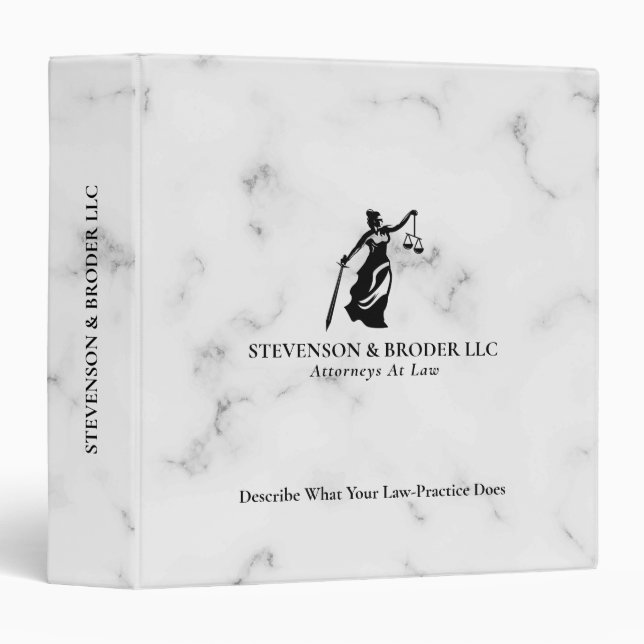 White Luxury Marble texture Lady Justice Logo Binder (Front/Spine)