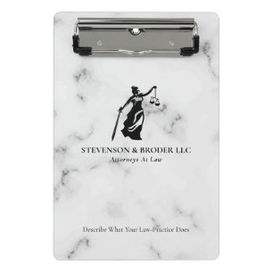White Luxury Marble texture Lady Justice Logo Mini Clipboard