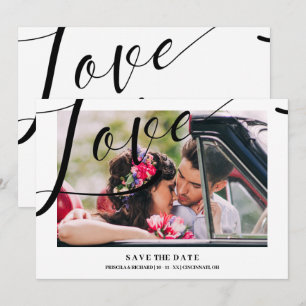 White Luxury Minimalist Love Quote Photo Save The Date