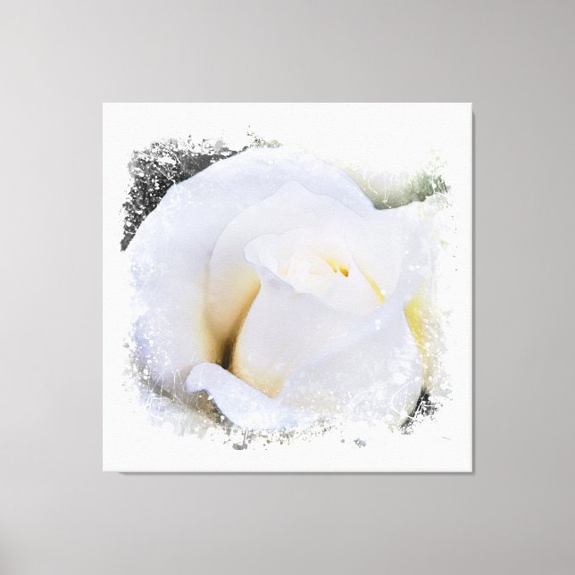 *~* White Macro Rose Floral AR8 Canvas Print (Front)