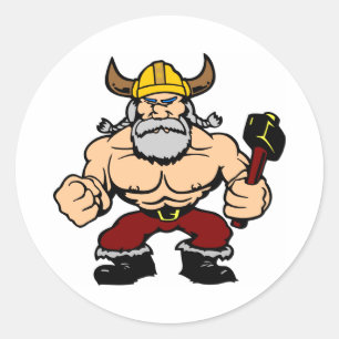 White Mad Viking Classic Round Sticker