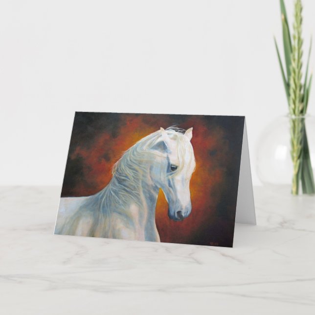"White Magic" Horse Greeting Card (Front)