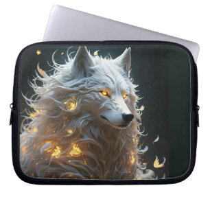 White Magical Wolf Laptop Sleeve