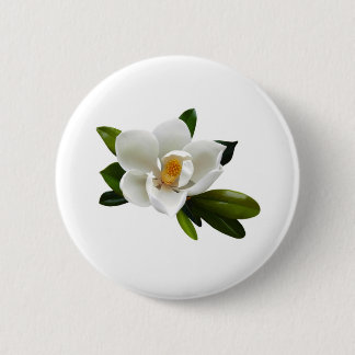 white magnolia bloom 2 inch round button