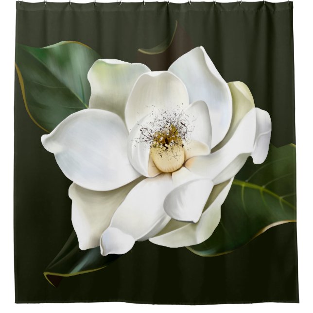 White Magnolia Closeup Green Background (Front)