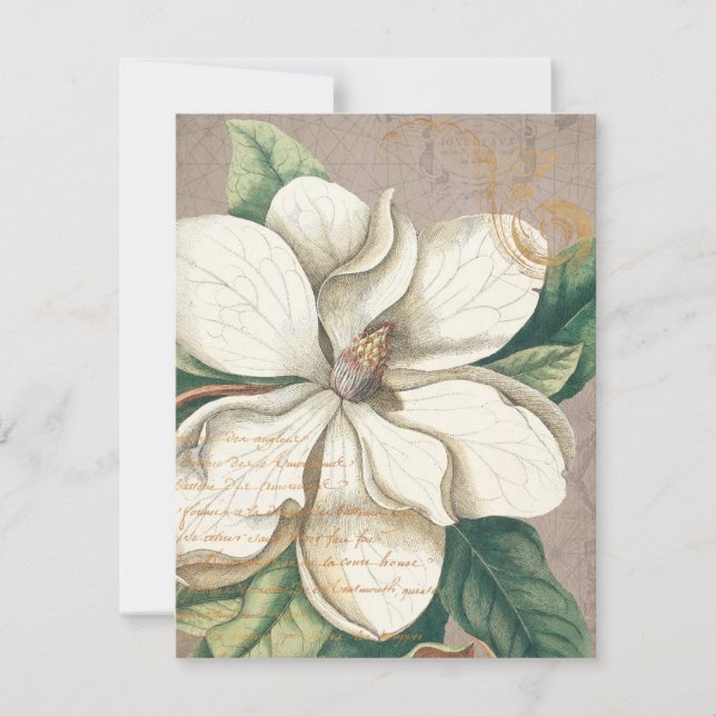 White Magnolia Flat Greeting Card (Front)