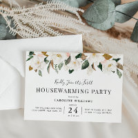 white magnolia floral housewarming party