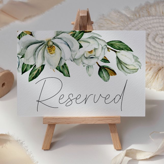White Magnolia Floral Rustic Wedding Place Card (Creator Uploaded)