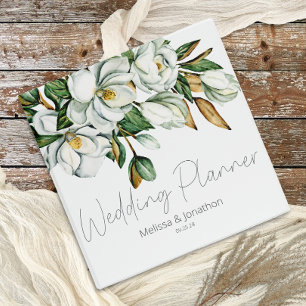 White Magnolia Floral Rustic Wedding Planner Binder