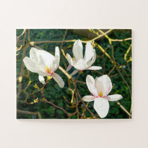 White Magnolia Flower Jigsaw Puzzle