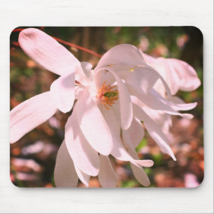 White Magnolia Flower Mouse Pad
