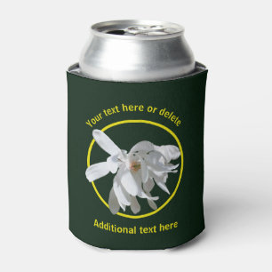 White Magnolia Flower Nature Personalized Can Cooler