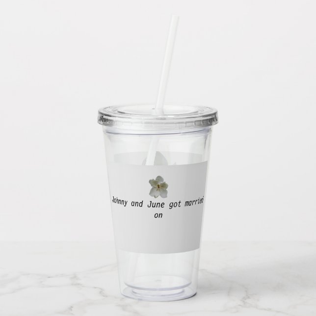 White Magnolia flower on Acrylic Tumbler (Back)