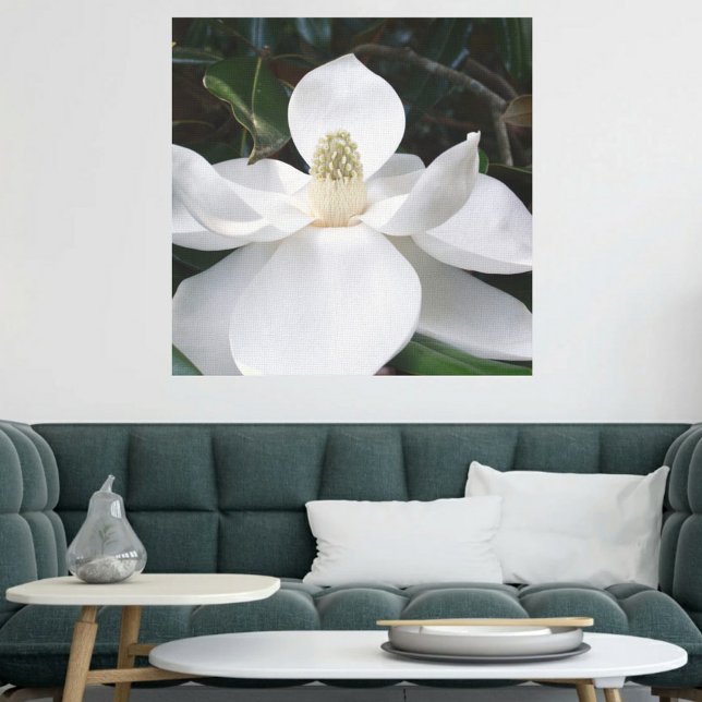 White Magnolia Flower Photographic Botanical Canvas Print (Creator Uploaded)